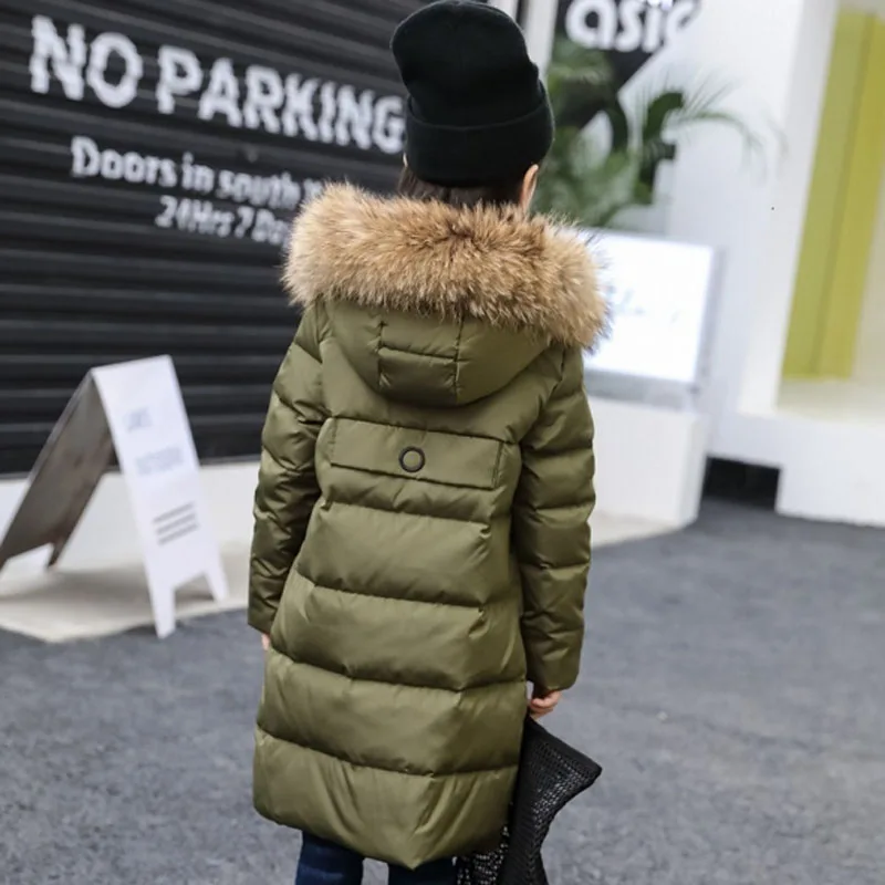 Детский пуховик с капюшоном для мальчиков и девочек натуральным мехом|Пальто