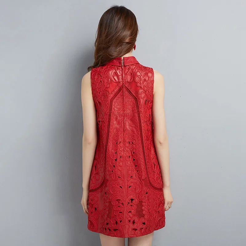 Женское цельнокроеное платье из натуральной овечьей кожи роскошная верхняя