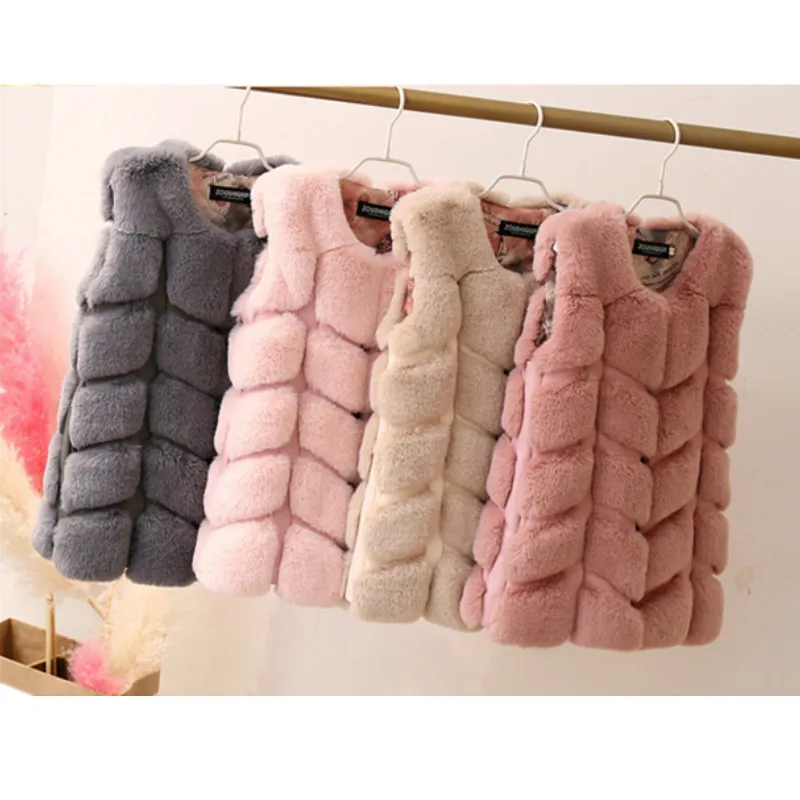 Зимние Детские теплые жилеты из искусственного меха лисы Одежда для девочек