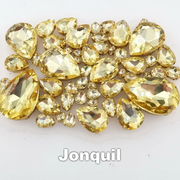 A13 Jonquil Серьги в форме капли воды, 7 размеров микс 50 шт./пакет золото коготь настройки хрусталя пришить стразы бусины торжественное платье, обуви, сумок и diy кружевной отделкой - Цвет: A13 Jonquil