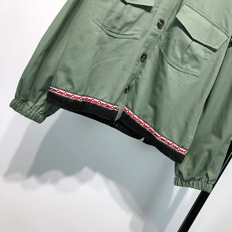 WHITNEY WANG 2018 Autumn Fashion Streetwear Vintage BF Style Embroidery Tassel Jacket Coat Women Stylish Outerwear WW-2655 | Женская