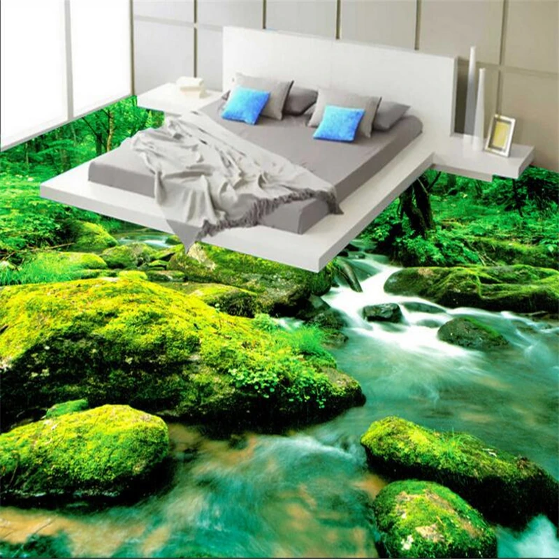 3D напольный для ванной и спальни на заказ большой fresco ПВХ носимая пленка papel de