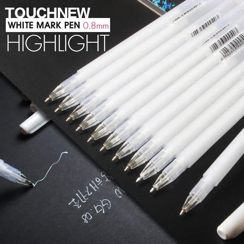 3 шт TOUCHNEW 0,8 мм белые маркеры для рисования, гелевая ручка для эскиза, тонкая подводка, ручка для рисования, Дизайнерские товары для рукоделия