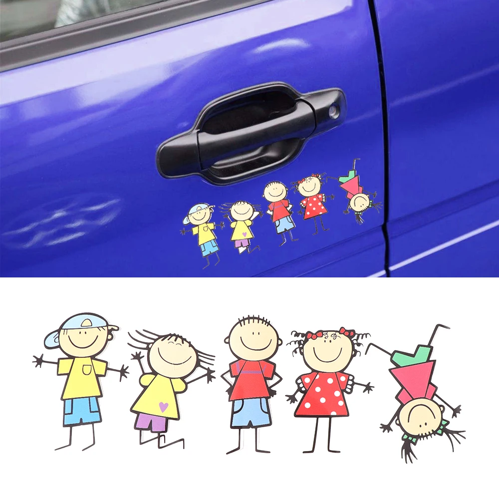 

1PC Cute Kids Car Sticker Waterproof Funny Family Children Cartoon Boy Girl Sticker Car Personality Styling Window Body Decal