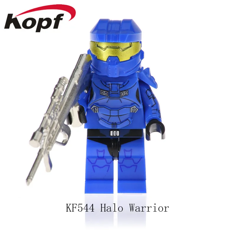 KF544 Without Box KF542 Одиночная строительные блоки Halo Spartan Solider с реальным металлическим оружием кирпичи Экшн фигурки Обучающие Подарочные игрушки для детей - Цвет: KF544 Without Box