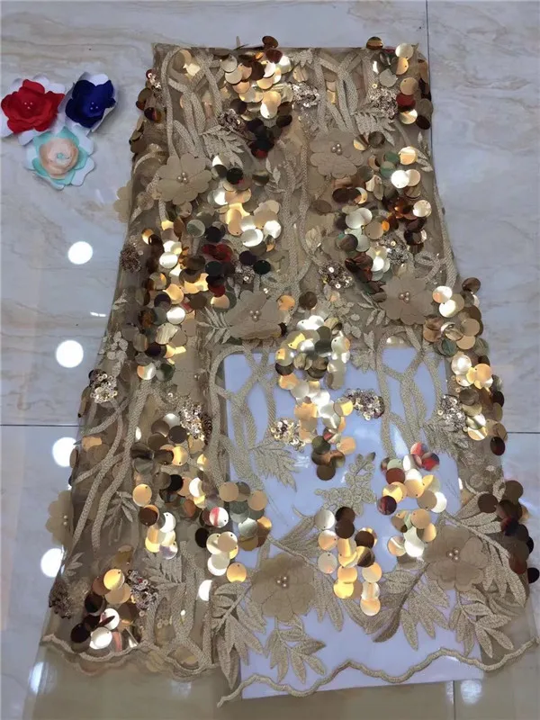 African Lace Fabric High Quality 3d Luxury sequins For Wedding Embrodery Nigerian French With Beads Red green | Дом и сад