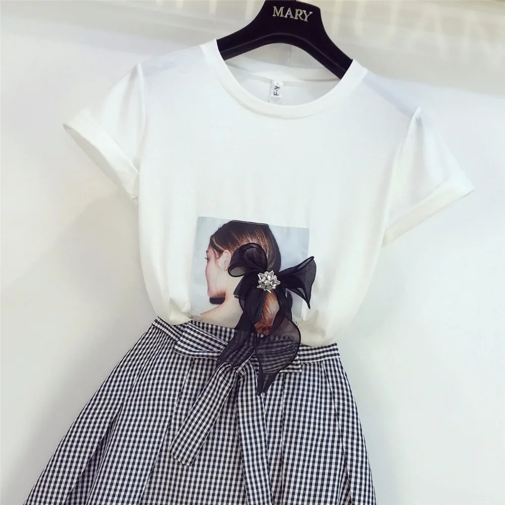 2019 летние модные комплекты женская футболка с круглым вырезом и короткими