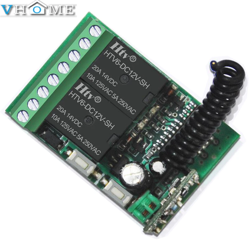 Беспроводной контроллер обучающего переключателя Vhome 1 шт. 2CH DC 12 V 2 CH 315 MHz/433 MHz