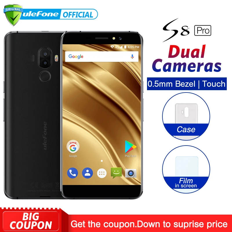 Ulefone S8 Pro две задние камеры мобильный телефон Android 7 0 5 3 дюймов HD MTK6737 четыре ядра 2