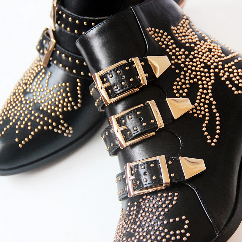 BuonoScarpe/Zapatos Mujer Susanna Ботильоны из натуральной кожи с шипами Ботинки круглым носком