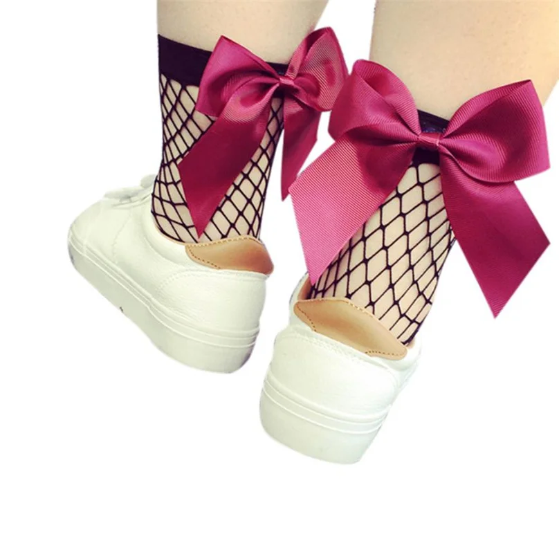 Новые модные открытые низкие носки Популярные шикарные тонкие ажурные с бантом