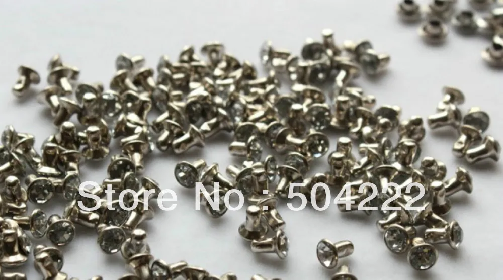 

800 sets of Rhinestone Crystal with brass base rivets Buttons 6mm silver tone brass lead and nickle free