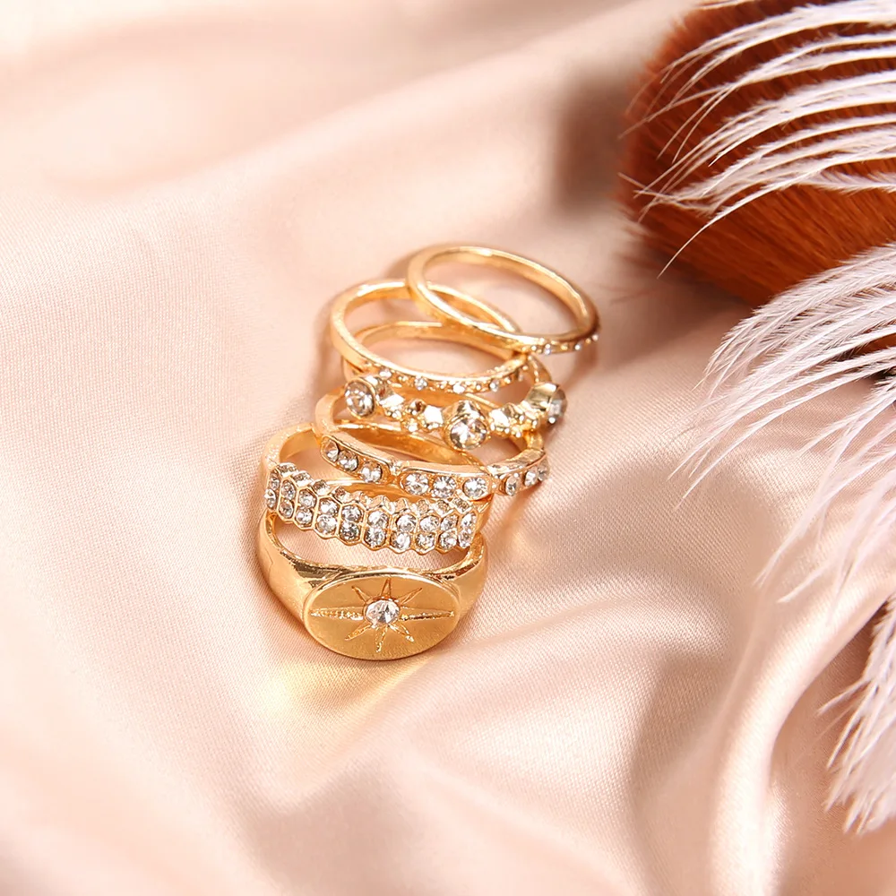 Упаковка из 6 креативных колец на костяшки с металлическим тиснением солнце и