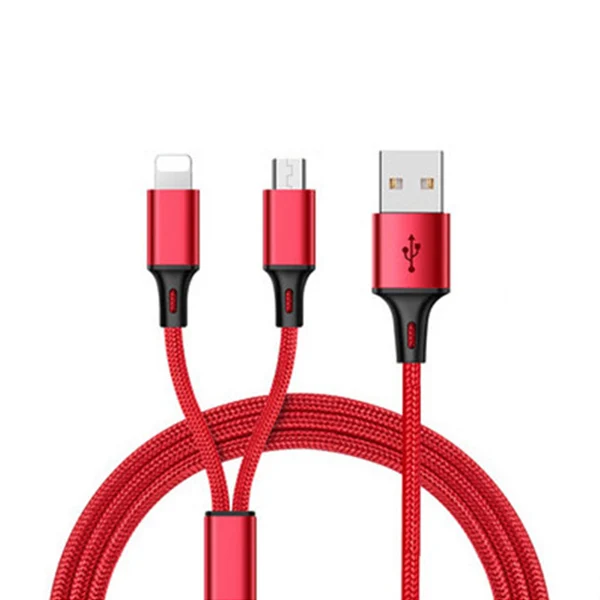 NOHON 2 в 1 быстрое освещение микро usb зарядный кабель для Iphone X 8 7 6 samsung Galaxy S7 S6 нейлон мобильный телефон быстрое зарядное устройство кабели - Цвет: Красный