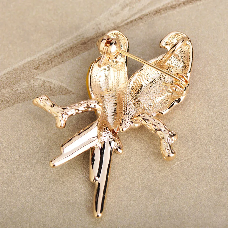 Элегантная с двумя птицами брошь Funmor разноцветной эмалью в виде животного