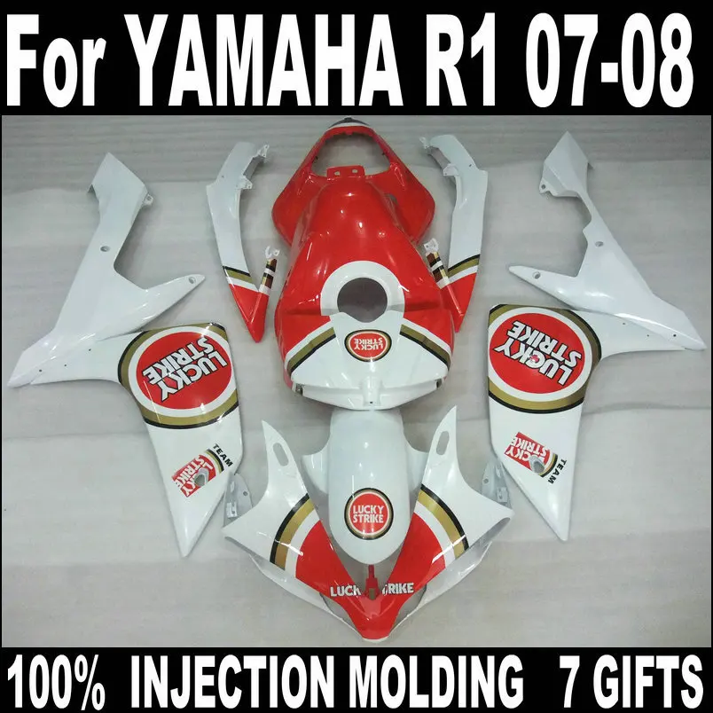 

Высококачественные обтекатели ABS для Yamaha injection YZFR1 2007 2008 белый красный комплект обтекателей для мотоцикла YZFR1 07 08 BC31