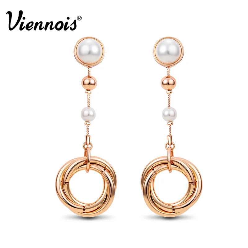 Новинка от Viennois в Корейском стиле имитация жемчуга с длинной бахромой бар серьги