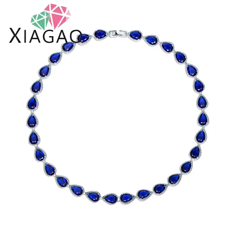 Женское Ожерелье с кулоном XIAGAO синее/Красное/желтое ожерелье фианитом AAA P090|women
