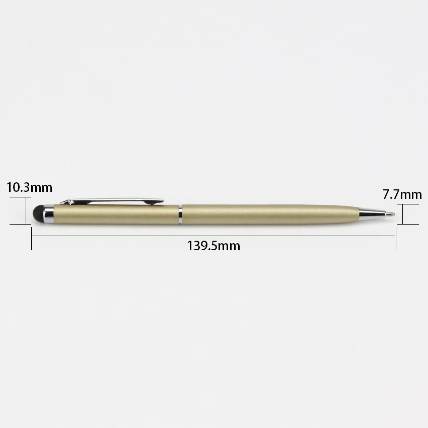 500pcs/lot 2 in 1 rotate Slender thin write word ball point Stylus Touch Pen for Ipad Itouch Iphone x 8 7 Cellphone Tablet PC