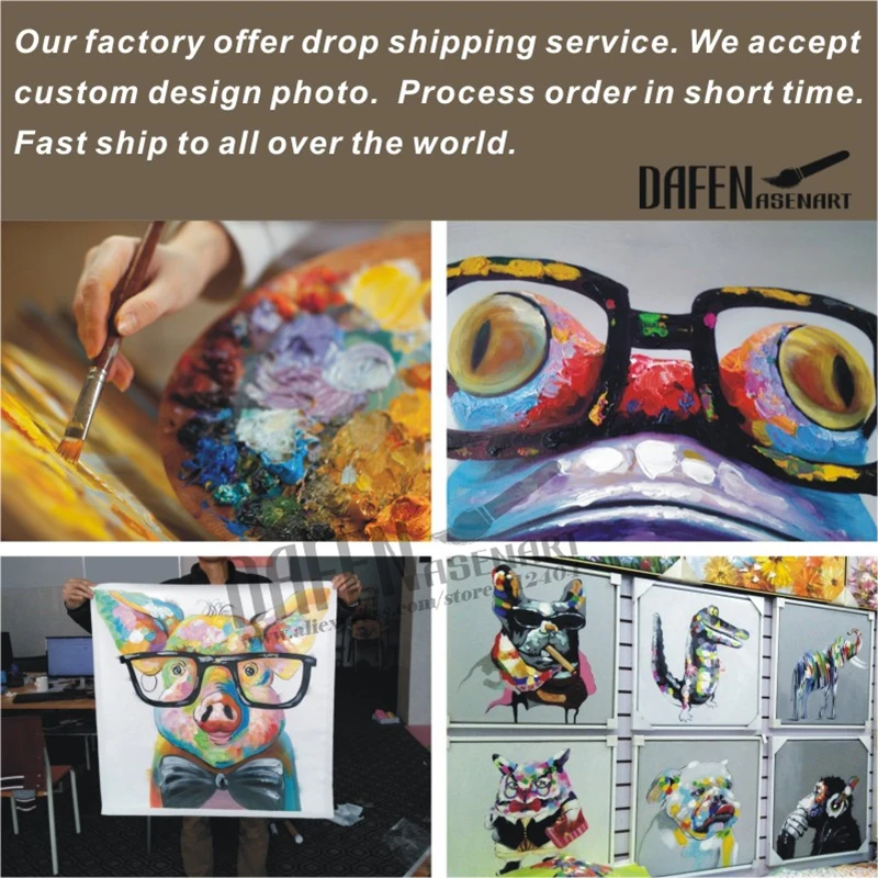 Современная лягушка в очках Мультяшные животные ручная роспись маслом настенная