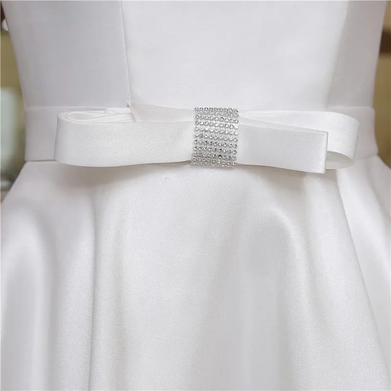 

In Stock Beading Sash Short Prom Party Dresses Asymmetrical Robe de soiree Backless Lace Up Plus Size Tiered Sheer 1228H