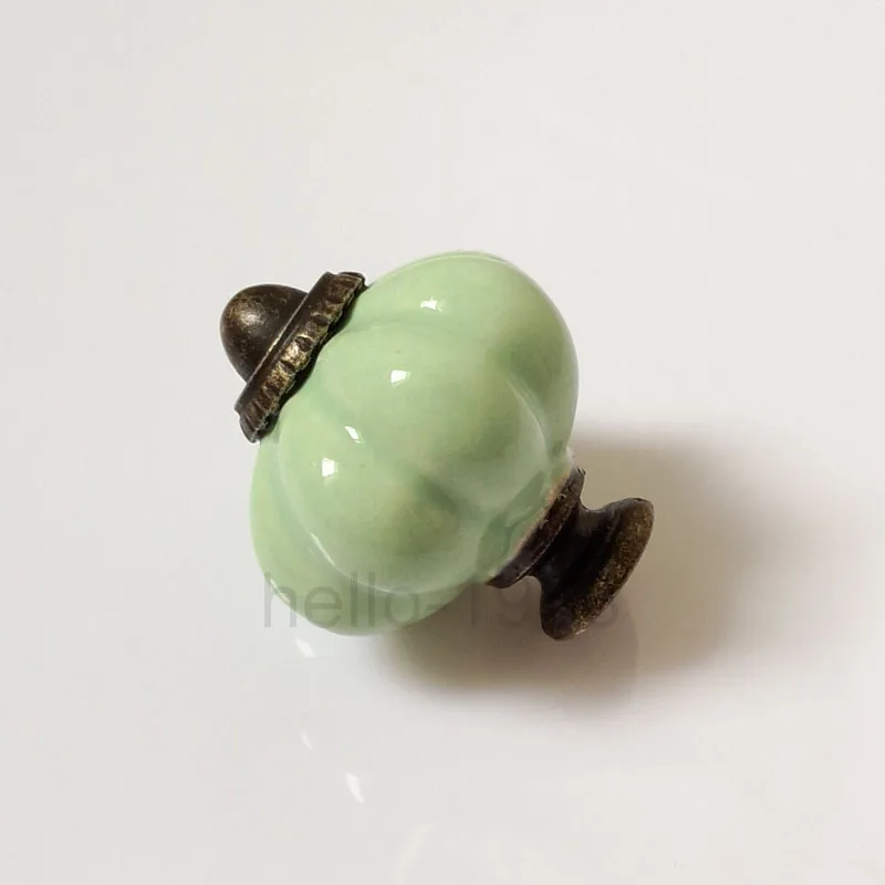 5 шт. 32 мм светло-зеленая керамическая ручка для шкафа с тыквой рукоятка