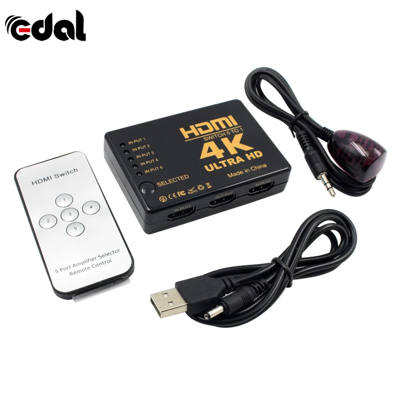 Коммутатор HDMI 3D 5 портов 4K переключатель разветвитель концентратор ИК пульт| |