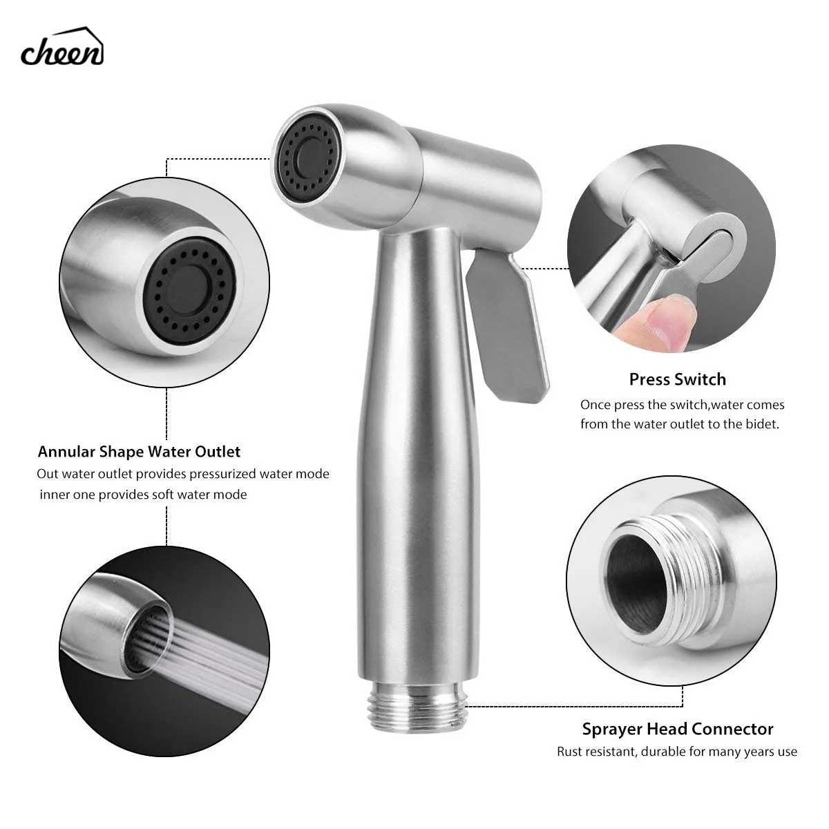 Single bidet Sprayer Ручной Биде Туалет опрыскиватель комплект Ванная комната ткань пеленки мойка портативный душ опрыскиватель 304 нержавеющая сталь для личной гигиены - Цвет: Single bidet Sprayer