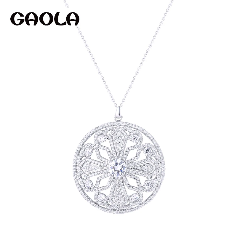 

GAOLA New Design Pendant White Gold Color Necklaces Jewelry AAA Cubic Zirconia Statement Necklace GLD1094