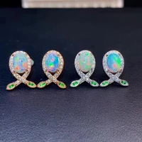 lovely natural opal gemstone stud earring 925 sterling silver earrings natural opal fireworks color birthday gift new year