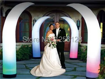 

Wholesale new shape wedding decor Inflatable curved cone,lighting horn pillars,ivory led for Isreal