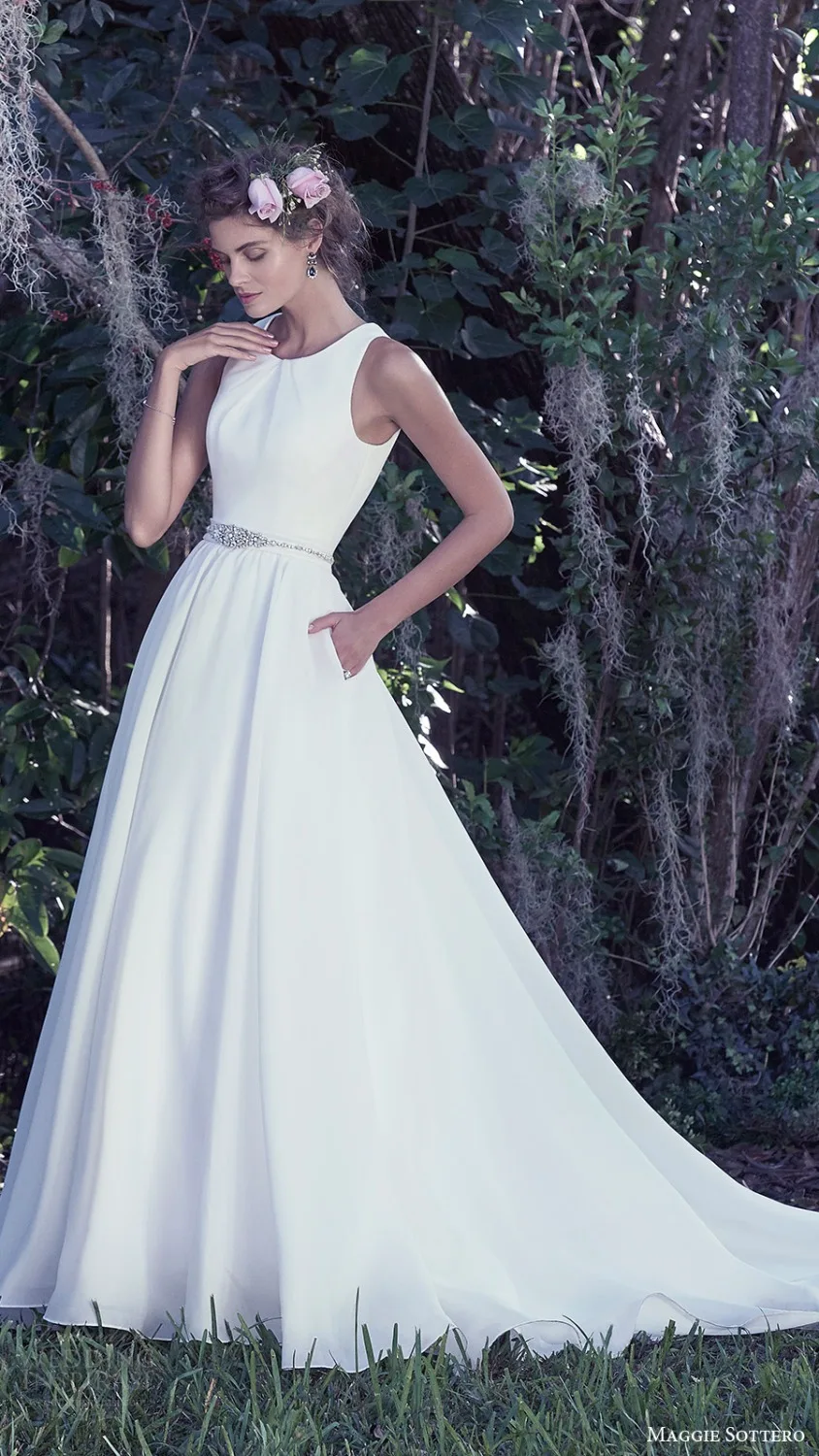 2016 Строки Новое Прибытие Бисероплетение Простой Свадебное Платье О-Образным