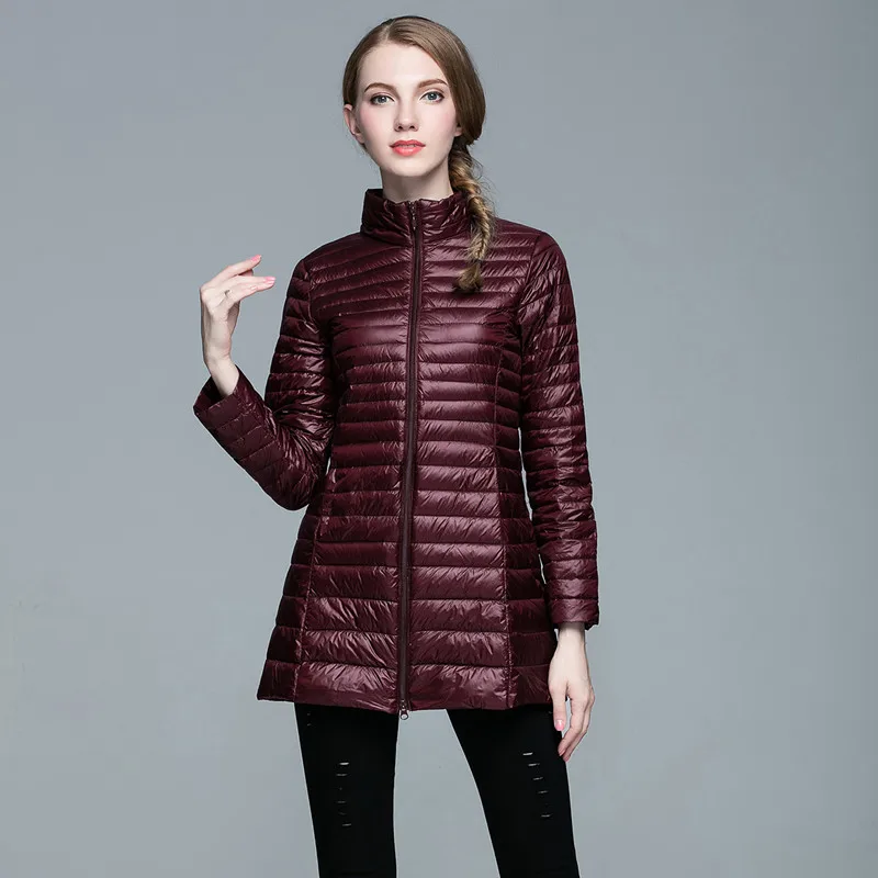 4XL дамское длинное зимнее теплое пальто для женщин Ультра светильник 90% белая