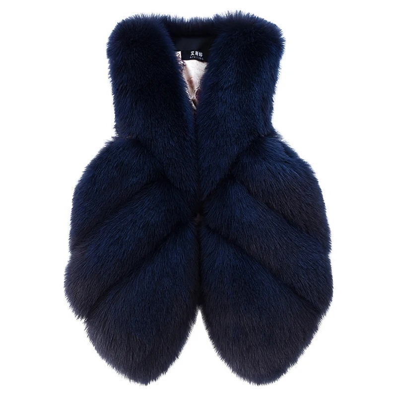 2018 new imitation fox fur vest female long section Korean stitching Lap top Slim winter Faux Fur Vest Women | Женская одежда