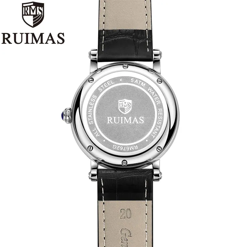 Мужские часы с кожаным ремешком Ruimas reloj hombre водонепроницаемые повседневные