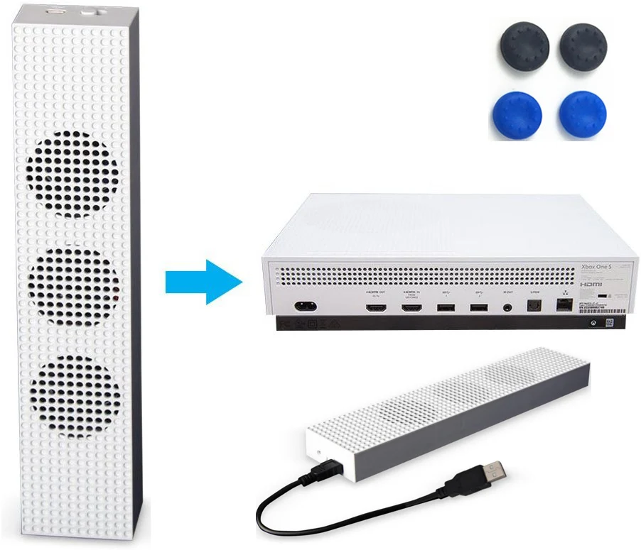 Охлаждающий вентилятор Xbox One S с 2 usb портами и 3 H/L регулировкой скорости