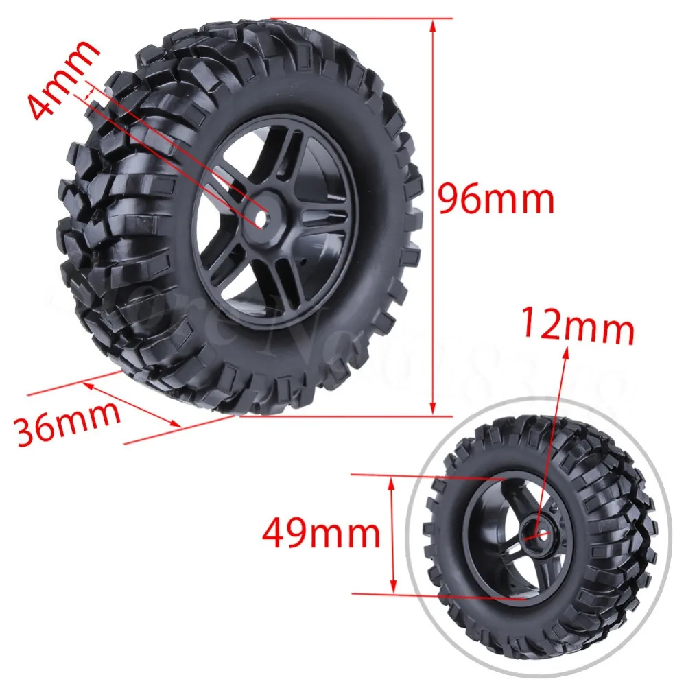 Новинка 4x Резиновые Шины 96 мм 1 9 &quotRC Rock Crawler шестигранные колеса 12 для 1/10 масштабе