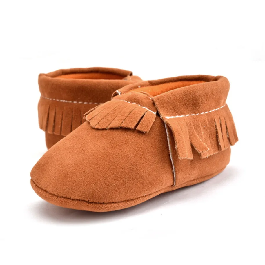 Light brown Детская обувь унисекс тапочки для малышей Мокасины детские пинетки из искусственной замши bebe первый шаг ходунки для новорожденных обувь мягкая подошва - Цвет: Light brown