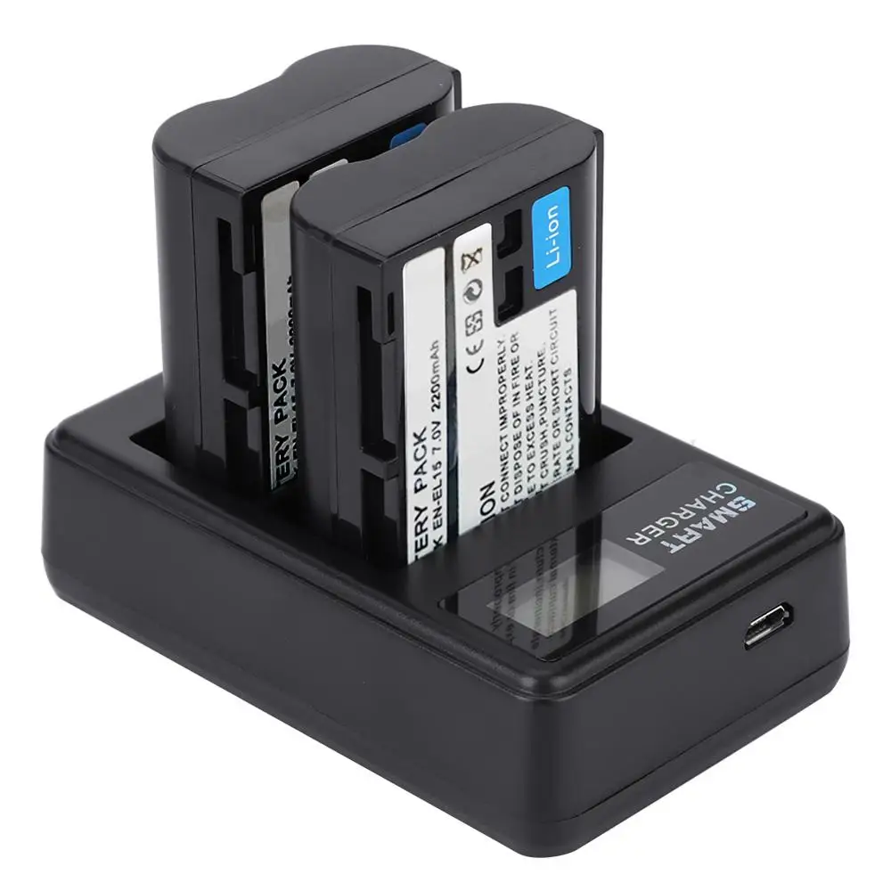 Зарядное устройство с двумя слотами usb зарядка с ЖК-экраном для Nikon D850 D810 D800E умное зарядное устройство защита от перегрева