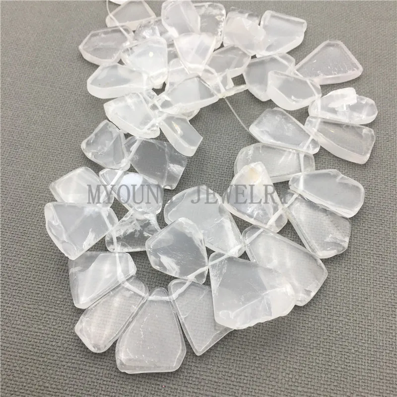 MY0115 Freeform белый прозрачный кристалл в виде камня плоский титановый брикет