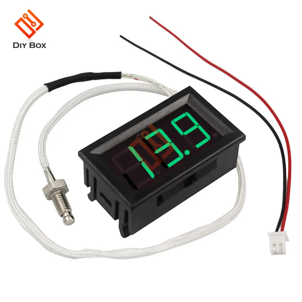 Зеленый XH-B310 цифровая трубка светодиодный Дисплей Термометр 12V Температура метр k-типа M6 измерительный прибор для термопары-30~ 800C термограф - Цвет: Зеленый