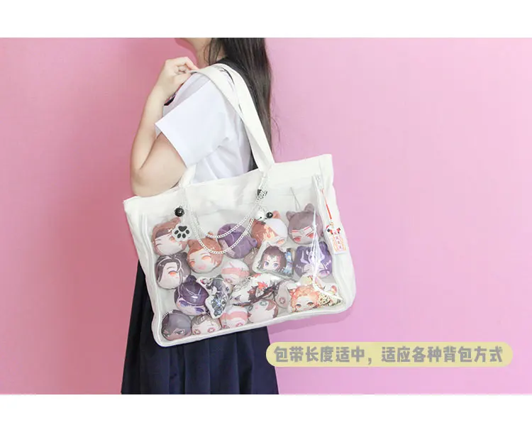 Transparent shoulder bag ita Bag Canvas Handbag Japanese for Dango Badge Show Only no decorates +Track | Тематическая одежда и