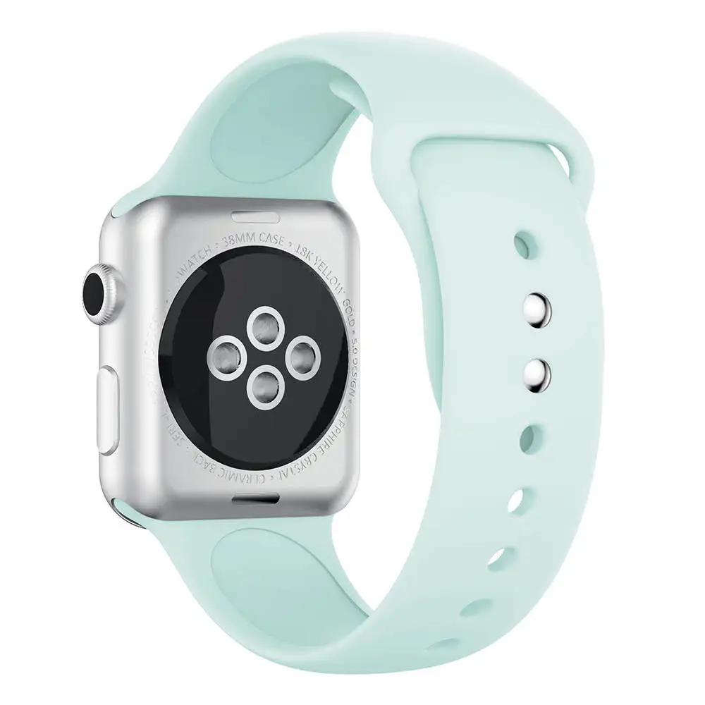 Turquoise Спортивные силиконовые часы ремешок для apple watch серии Группа 1/2/3, 42 мм, 38 мм, ремешок для наручных часов iwatch, 4 40 мм 44 мм разноцветных резиновых полосок - Цвет ремешка: Turquoise