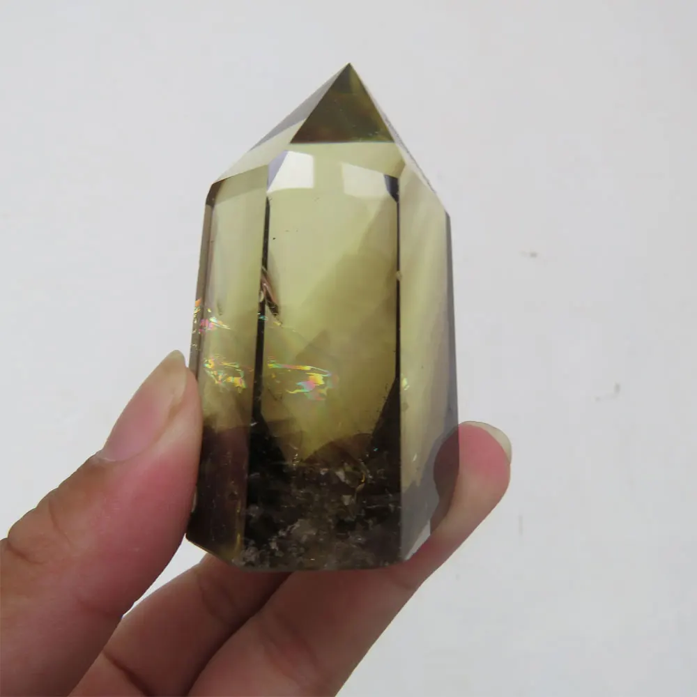 106 г Редкий Натуральный темно цитрин Кварцевая палочка + Пирамидка горная слои