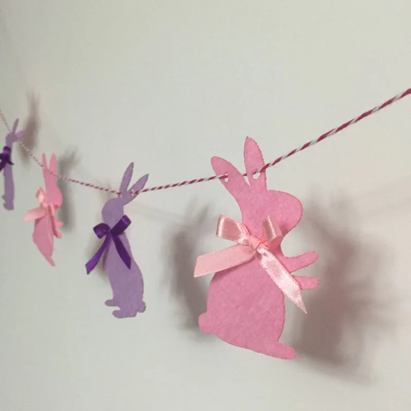 Garland Children Favors Pink Purple Rabbits Cloth Banner Happy Birthday Party Home Decorations Cute Easter Bunny | Дом и сад