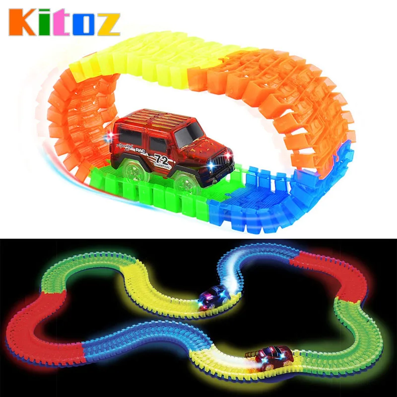 Игрушечный гоночный автомобиль Kitoz трек со слотом светящийся в темноте гибкий
