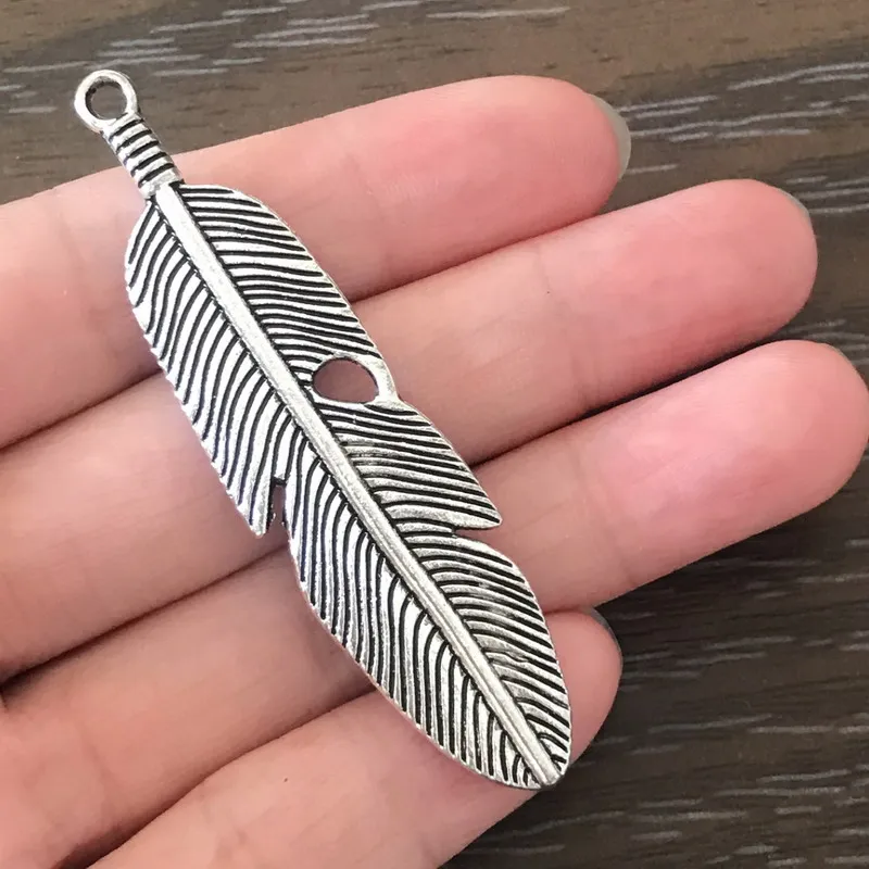 10 шт. DIY Ювелирные изделия большие очаровательные перья винтажный богемный кулон