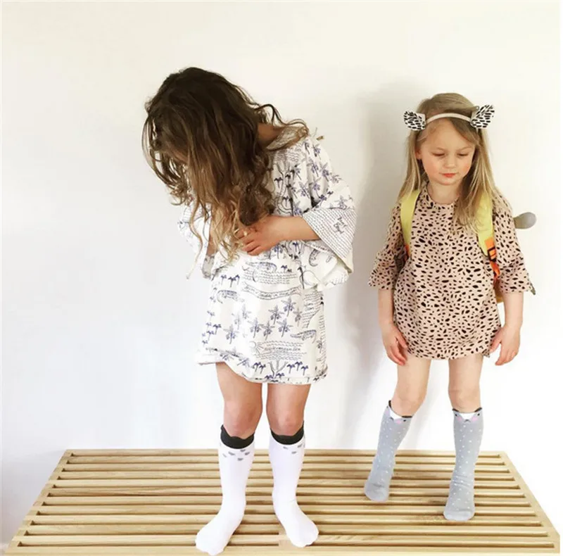 Дизайнерские носки с изображением совы/капель дождя для маленьких девочек