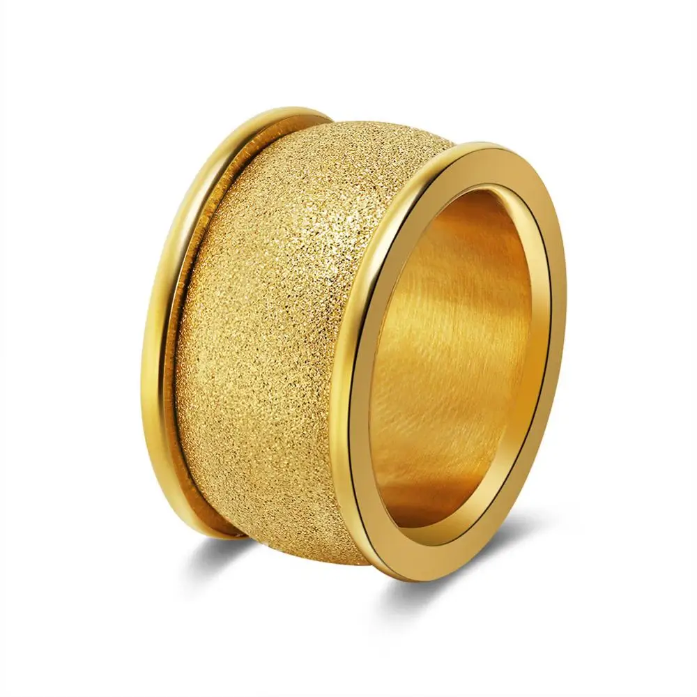 Gold-color Effie queen 316L нержавеющая сталь женские кольца черный/серебристый/золотистый цвет 14 мм ширина большой Обручальное кольцо Модные ювелирные изделия подарок DGTR72 - Цвет основного камня: Gold-color
