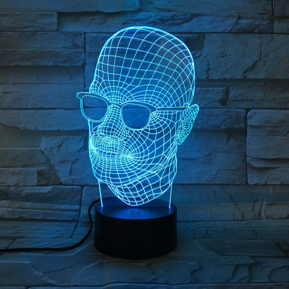 Новинка Стекло череп 3D светодиодный светильник Настольная лампа украшения на